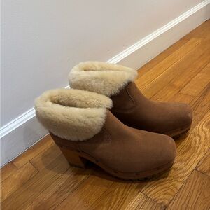 UGG Brown Shearling-Lined Mules